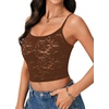 image:imageLYANER Womens Floral Lace See Through Scoop Neck Sleeveless Sexy Cami Crop TopDeep Brown