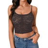 image:imageLYANER Womens Floral Lace See Through Scoop Neck Sleeveless Sexy Cami Crop TopDeep Gray