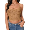 image:imageLYANER Womens Floral Lace See Through Scoop Neck Sleeveless Sexy Cami Crop TopKhaki