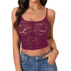 image:imageLYANER Womens Floral Lace See Through Scoop Neck Sleeveless Sexy Cami Crop TopPlum Purple