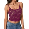 image:imageLYANER Womens Floral Lace See Through Scoop Neck Sleeveless Sexy Cami Crop TopPlum Purple