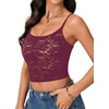image:imageLYANER Womens Floral Lace See Through Scoop Neck Sleeveless Sexy Cami Crop TopPlum Purple