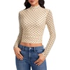 image:imageLYANER Womens Floral Mesh Long Sleeve Sheer Mock Neck Slim Fit Going Out Tee Crop TopsBlack Polka Dots