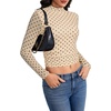 image:imageLYANER Womens Floral Mesh Long Sleeve Sheer Mock Neck Slim Fit Going Out Tee Crop TopsBlack Polka Dots