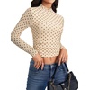 image:imageLYANER Womens Floral Mesh Long Sleeve Sheer Mock Neck Slim Fit Going Out Tee Crop TopsBlack Polka Dots