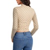 image:imageLYANER Womens Floral Mesh Long Sleeve Sheer Mock Neck Slim Fit Going Out Tee Crop TopsBlack Polka Dots