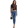 image:imageLYANER Womens Floral Mesh Long Sleeve Sheer Mock Neck Slim Fit Going Out Tee Crop TopsOrange Tie Dye
