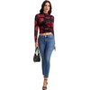 image:imageLYANER Womens Floral Mesh Long Sleeve Sheer Mock Neck Slim Fit Going Out Tee Crop TopsWine Red