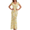 image:imageLYANER Womens Floral Mesh Ruffle V Neck Short Sleeve High Low Bodycon Wedding Guest Maxi DressLight Yellow