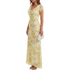 image:imageLYANER Womens Floral Mesh Ruffle V Neck Short Sleeve High Low Bodycon Wedding Guest Maxi DressLight Yellow