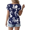image:imageLYANER Womens Floral Print Boat Neck Short Sleeve Keyhole Back Business Casual BlouseBlue