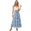 image:imageLYANER Womens Floral Print Elastic High Waisted Flowy A Line Tiered Boho Long SkirtsGrass Green