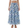 image:imageLYANER Womens Floral Print Elastic High Waisted Flowy A Line Tiered Boho Long SkirtsGrass Green