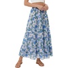 image:imageLYANER Womens Floral Print Elastic High Waisted Flowy A Line Tiered Boho Long SkirtsGrass Green