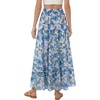 image:imageLYANER Womens Floral Print Elastic High Waisted Flowy A Line Tiered Boho Long SkirtsGrass Green