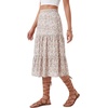 image:imageLYANER Womens Floral Print High Waisted A Line Tiered Ruffle Boho Swing Midi Skirts with PocketsApricot Floral Print