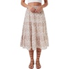 image:imageLYANER Womens Floral Print High Waisted A Line Tiered Ruffle Boho Swing Midi Skirts with PocketsApricot Floral Print