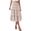 image:imageLYANER Womens Floral Print High Waisted A Line Tiered Ruffle Boho Swing Midi Skirts with PocketsApricot Floral Print