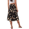 image:imageLYANER Womens Floral Print High Waisted A Line Tiered Ruffle Boho Swing Midi Skirts with PocketsBlack and Champagne Print