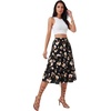 image:imageLYANER Womens Floral Print High Waisted A Line Tiered Ruffle Boho Swing Midi Skirts with PocketsBlack and Champagne Print