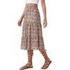 image:imageLYANER Womens Floral Print High Waisted A Line Tiered Ruffle Boho Swing Midi Skirts with PocketsLight Brown