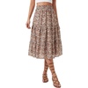 image:imageLYANER Womens Floral Print High Waisted A Line Tiered Ruffle Boho Swing Midi Skirts with PocketsLight Brown