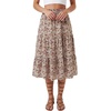 image:imageLYANER Womens Floral Print High Waisted A Line Tiered Ruffle Boho Swing Midi Skirts with PocketsLight Brown