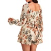 image:imageLYANER Womens Floral Print Off Shoulder Long Sleeve Ruffle Hem Romper Short JumpsuitFloral Beige