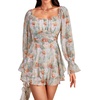 image:imageLYANER Womens Floral Print Off Shoulder Long Sleeve Ruffle Hem Romper Short JumpsuitFloral Green
