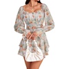 image:imageLYANER Womens Floral Print Off Shoulder Long Sleeve Ruffle Hem Romper Short JumpsuitFloral Green