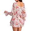 image:imageLYANER Womens Floral Print Off Shoulder Long Sleeve Ruffle Hem Romper Short JumpsuitFloral Pink