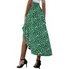 image:imageLYANER Womens Floral Printed Split High Low Ruffle Hem Elastic Waist Midi SkirtGreen