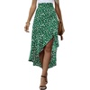 image:imageLYANER Womens Floral Printed Split High Low Ruffle Hem Elastic Waist Midi SkirtGreen