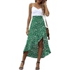 image:imageLYANER Womens Floral Printed Split High Low Ruffle Hem Elastic Waist Midi SkirtGreen