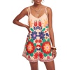 image:imageLYANER Womens Floral Tie Shoulder V Neck Backless Wide Leg Boho Vacation Romper JumpsuitsBeige
