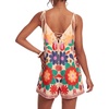 image:imageLYANER Womens Floral Tie Shoulder V Neck Backless Wide Leg Boho Vacation Romper JumpsuitsBeige