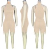 image:imageLYANER Womens Halter Fridge Tassel Sides Sleeveless Bodycon Club Short Jumpsuit RompersBeige