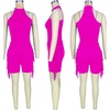 image:imageLYANER Womens Halter Fridge Tassel Sides Sleeveless Bodycon Club Short Jumpsuit RompersRose