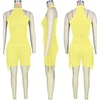 image:imageLYANER Womens Halter Fridge Tassel Sides Sleeveless Bodycon Club Short Jumpsuit RompersYellow