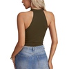 image:imageLYANER Womens Halter Neck Cut Out Y2K Cami Sexy Top Ribbed Knit Sleeveless Slim Fit Crop TopsArmy Green
