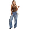 image:imageLYANER Womens Halter Neck Cut Out Y2K Cami Sexy Top Ribbed Knit Sleeveless Slim Fit Crop TopsChestnut Brown