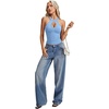 image:imageLYANER Womens Halter Neck Cut Out Y2K Cami Sexy Top Ribbed Knit Sleeveless Slim Fit Crop TopsLight Blue