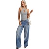 image:imageLYANER Womens Halter Neck Cut Out Y2K Cami Sexy Top Ribbed Knit Sleeveless Slim Fit Crop TopsLight Gray