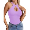 image:imageLYANER Womens Halter Neck Cut Out Y2K Cami Sexy Top Ribbed Knit Sleeveless Slim Fit Crop TopsLight Purple