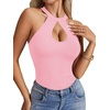image:imageLYANER Womens Halter Neck Cut Out Y2K Cami Sexy Top Ribbed Knit Sleeveless Slim Fit Crop TopsPink