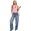 image:imageLYANER Womens Halter Neck Cut Out Y2K Cami Sexy Top Ribbed Knit Sleeveless Slim Fit Crop TopsPink