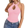 image:imageLYANER Womens Halter Neck Cut Out Y2K Cami Sexy Top Ribbed Knit Sleeveless Slim Fit Crop TopsPink