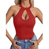 image:imageLYANER Womens Halter Neck Cut Out Y2K Cami Sexy Top Ribbed Knit Sleeveless Slim Fit Crop TopsSolid Red