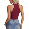 image:imageLYANER Womens Halter Neck Cut Out Y2K Cami Sexy Top Ribbed Knit Sleeveless Slim Fit Crop TopsWine Red