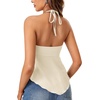 image:imageLYANER Womens Halter V Neck Peplum Cami Tie Knot Front Ruffle Sleeveless Going Out Slim Fit TopsBeige